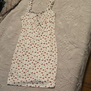 SHEIN White and Red Floral Midi Dress